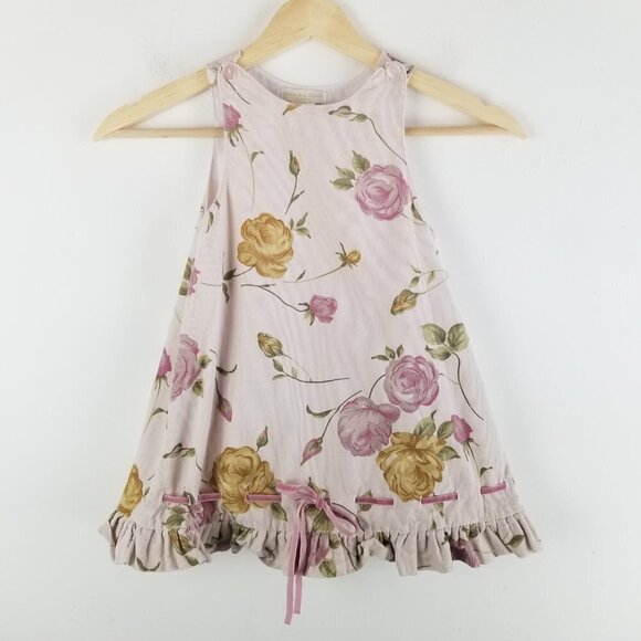 CREME de la Creme Dress Girls Toddler 2T Pink floral‎ corduroy A-line Tank Lined - Picture 7 of 7